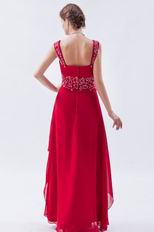 Inexpensive Square Embroidery Wine Red Evening Dress