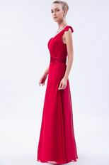 Wine Red One Shoulder Evening Pageant Dress Discount