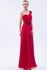 Wine Red One Shoulder Evening Pageant Dress Discount