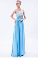 Strapless Sweetheart Floor Length Aqua Evening Dress