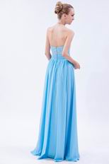 Strapless Sweetheart Floor Length Aqua Evening Dress