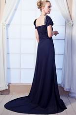 Decent Short Sleeves Navy Blue Prom/Evening Dress Cheap