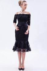 Sexy Portrait 1/2 Sleeves Lace Mermaid Short Evening Dress