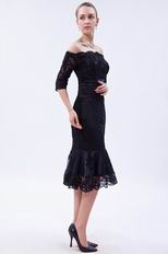 Sexy Portrait 1/2 Sleeves Lace Mermaid Short Evening Dress