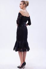 Sexy Portrait 1/2 Sleeves Lace Mermaid Short Evening Dress