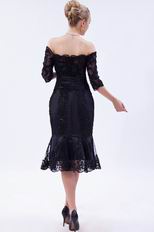 Sexy Portrait 1/2 Sleeves Lace Mermaid Short Evening Dress