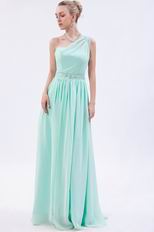 Designer One Shoulder Light Green Evening Dress Stars Wear