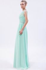 Designer One Shoulder Light Green Evening Dress Stars Wear