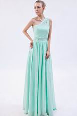 Designer One Shoulder Light Green Evening Dress Stars Wear