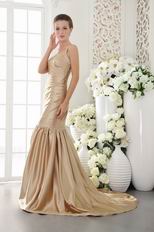 Straps Champagne Mermaid Beaded Women Evening Dress