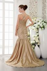 Straps Champagne Mermaid Beaded Women Evening Dress