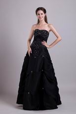 Strapless Floor-length Black Night Party Dress