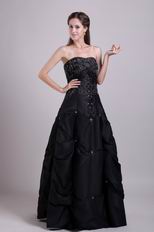 Strapless Floor-length Black Night Party Dress