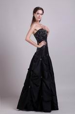 Strapless Floor-length Black Night Party Dress