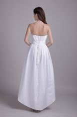 High Low White Evening Dress With Handmade Flower