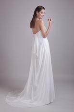 Elegant Sweetheart Ruched White Chiffon Evening Dress