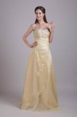 Sweetheart A-line Champange Embroidery Evening Dress