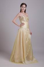 Sweetheart A-line Champange Embroidery Evening Dress