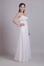 Best Spaghetti Straps White Chiffon Evening Dress