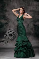 Mermaid Halter Dark Green Evening Dress Discount