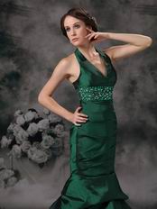 Mermaid Halter Dark Green Evening Dress Discount