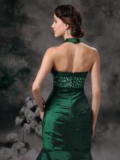 Mermaid Halter Dark Green Evening Dress Discount