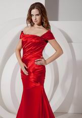 Cheap Off The Shoulder Scarlet Evening Party Gown Dress