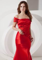 Cheap Off The Shoulder Scarlet Evening Party Gown Dress