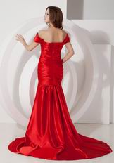 Cheap Off The Shoulder Scarlet Evening Party Gown Dress