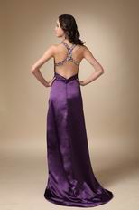 Indigo Sexy Split Skirt Backless Lady Wear Evening Dress