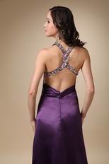 Indigo Sexy Split Skirt Backless Lady Wear Evening Dress