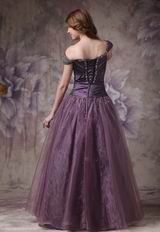 Purple Off The Shoulder Evening Gowns With Beading