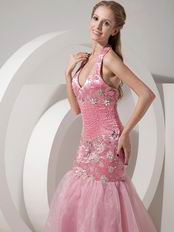 Not Expensive Evening Dress With Halter Mermaid Skirt