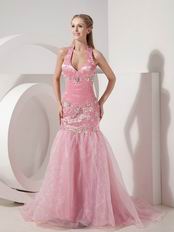 Not Expensive Evening Dress With Halter Mermaid Skirt