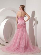 Not Expensive Evening Dress With Halter Mermaid Skirt