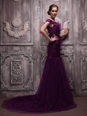 New Look Purple Mermaid Off Shoulder Red Carpet Dress