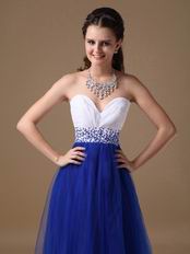 Sweetheart Floor Length Royal Blue Tulle Dress For Evening