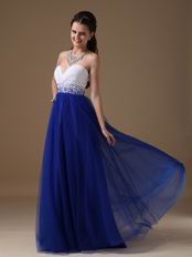 Sweetheart Floor Length Royal Blue Tulle Dress For Evening