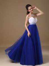 Sweetheart Floor Length Royal Blue Tulle Dress For Evening