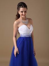 Sweetheart Floor Length Royal Blue Tulle Dress For Evening