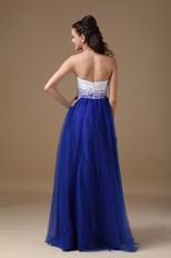 Sweetheart Floor Length Royal Blue Tulle Dress For Evening