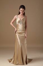 Sexy Backless Golden Formal Evening Dress For Juniors