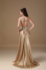 Sexy Backless Golden Formal Evening Dress For Juniors