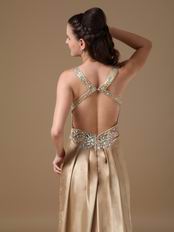 Sexy Backless Golden Formal Evening Dress For Juniors