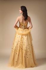 Sweet Heart Golden Sequin Dress For Evening Party Wear