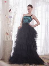 Unique One Shoulder Black Skirt Female Evening Dress