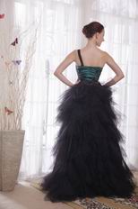 Unique One Shoulder Black Skirt Female Evening Dress