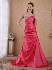 Coral Red Taffeta Dress For 2014 Evening Dress Cheap
