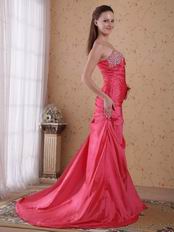 Coral Red Taffeta Dress For 2014 Evening Dress Cheap