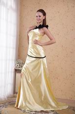 Golden Floor-length One Shoulder Side Split Evening Dress